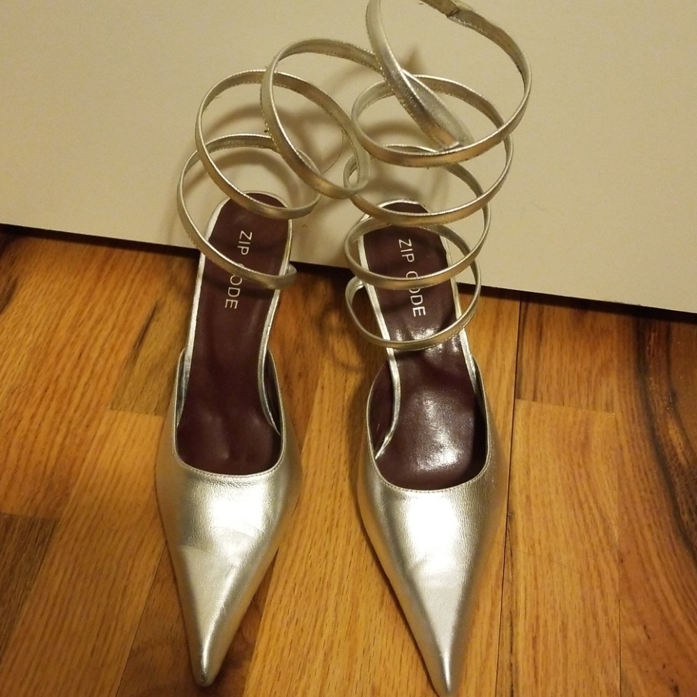 Silver leather shoes